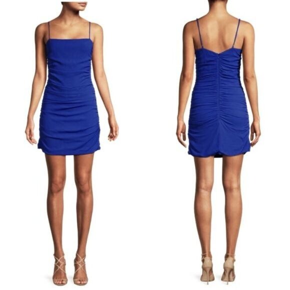 WeWoreWhat Ronnie Ruched Dress in blue depths Sz XL NWT - Picture 1 of 12